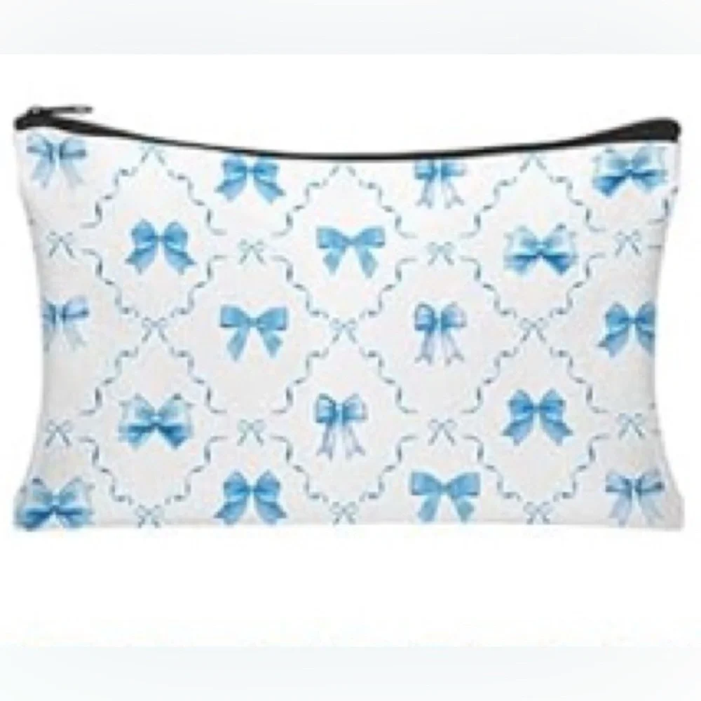 Blue Bow Makeup Bag